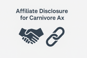 Handshake and link chain icon showing Carnivore Ax affiliate disclosure and link earnings.