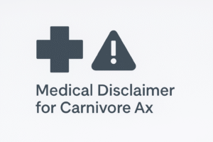 Medical cross and caution icon showing health advice warning on Carnivore Ax.